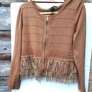 Grace Elements Brown Fringe Top